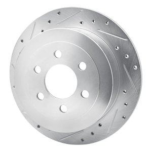 Dodge Dakota Brake Rotor (1) - Rear Left - R1 Concepts - Drilled & Slotted - Silver - `03-`04